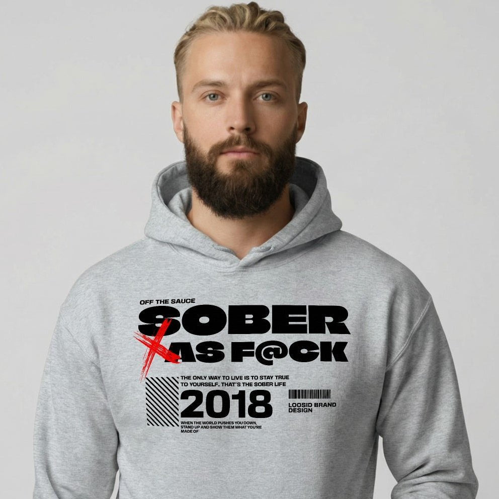 Sober As F*ck Recovery Hoodie side view (view 6)