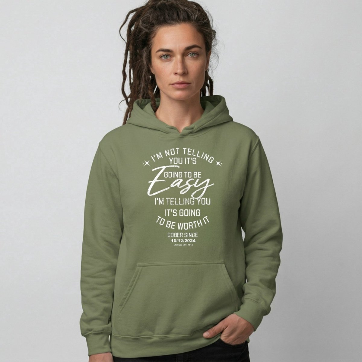 I'm Not Telling Your It's Easy Custom Sobriety Recovery Hoodie product photo (view 20)