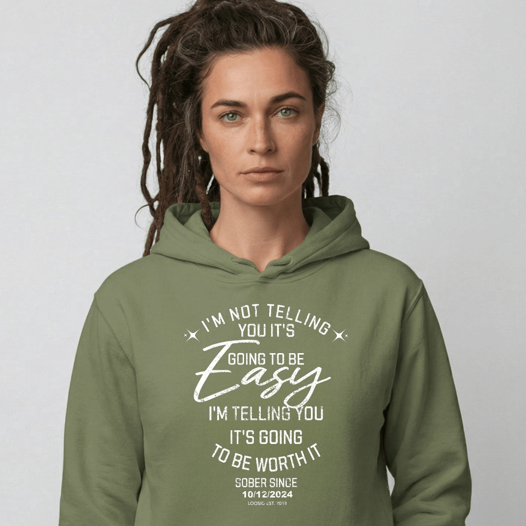 I'm Not Telling Your It's Easy Custom Sobriety Recovery Hoodie packaging detail (view 18)