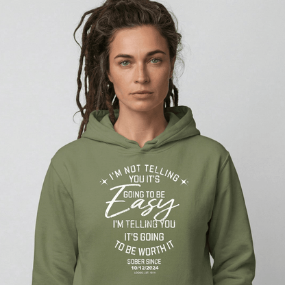 I'm Not Telling Your It's Easy Custom Sobriety Recovery Hoodie packaging detail (view 18)