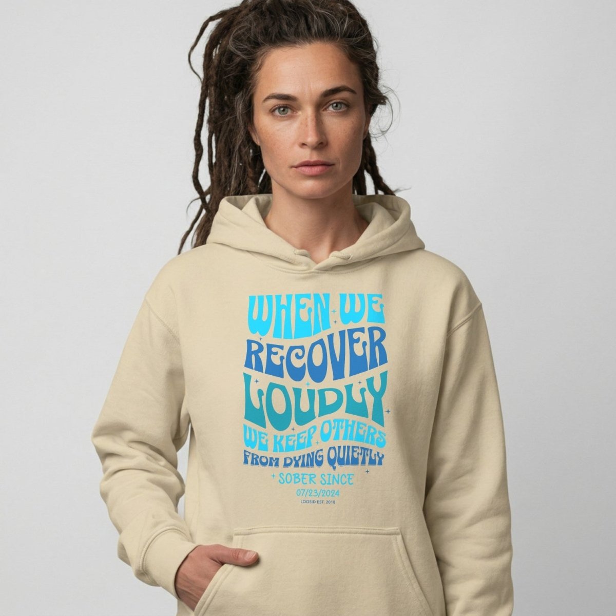When We Recover Loudly Custom Sobriety Date Recovery Hoodie graphic detail (view 34)