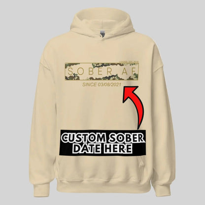 Sober AF Camo Recovery Hoodie lifestyle view (view 15)