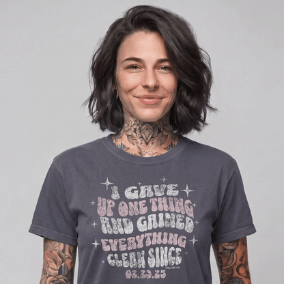 I Gave Up One Thing Women garment dyed Sober T Shirt fit detail (view 9)