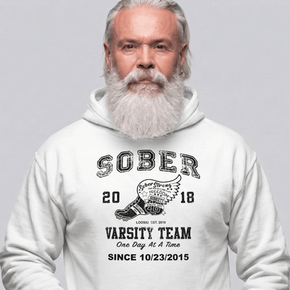 Sober Varsity Team Recovery Hoodie back view (view 7)