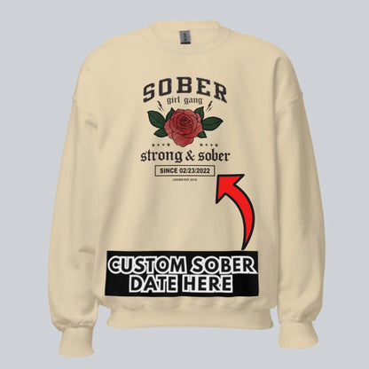 SOBER Girl Gang Strong & Sober Recovery Hoodie close-up view (view 42)