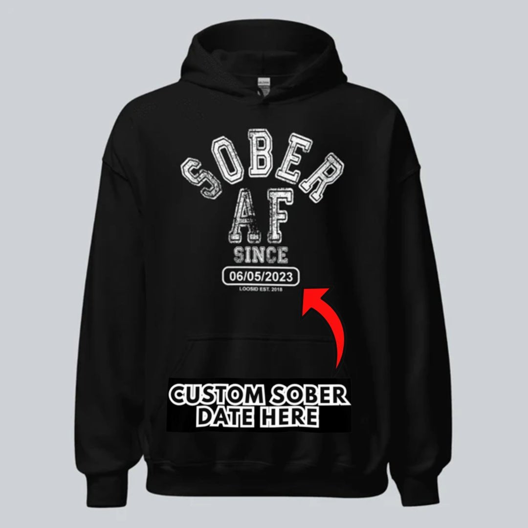 Sober AF Since Recovery Hoodie graphic detail (view 4)