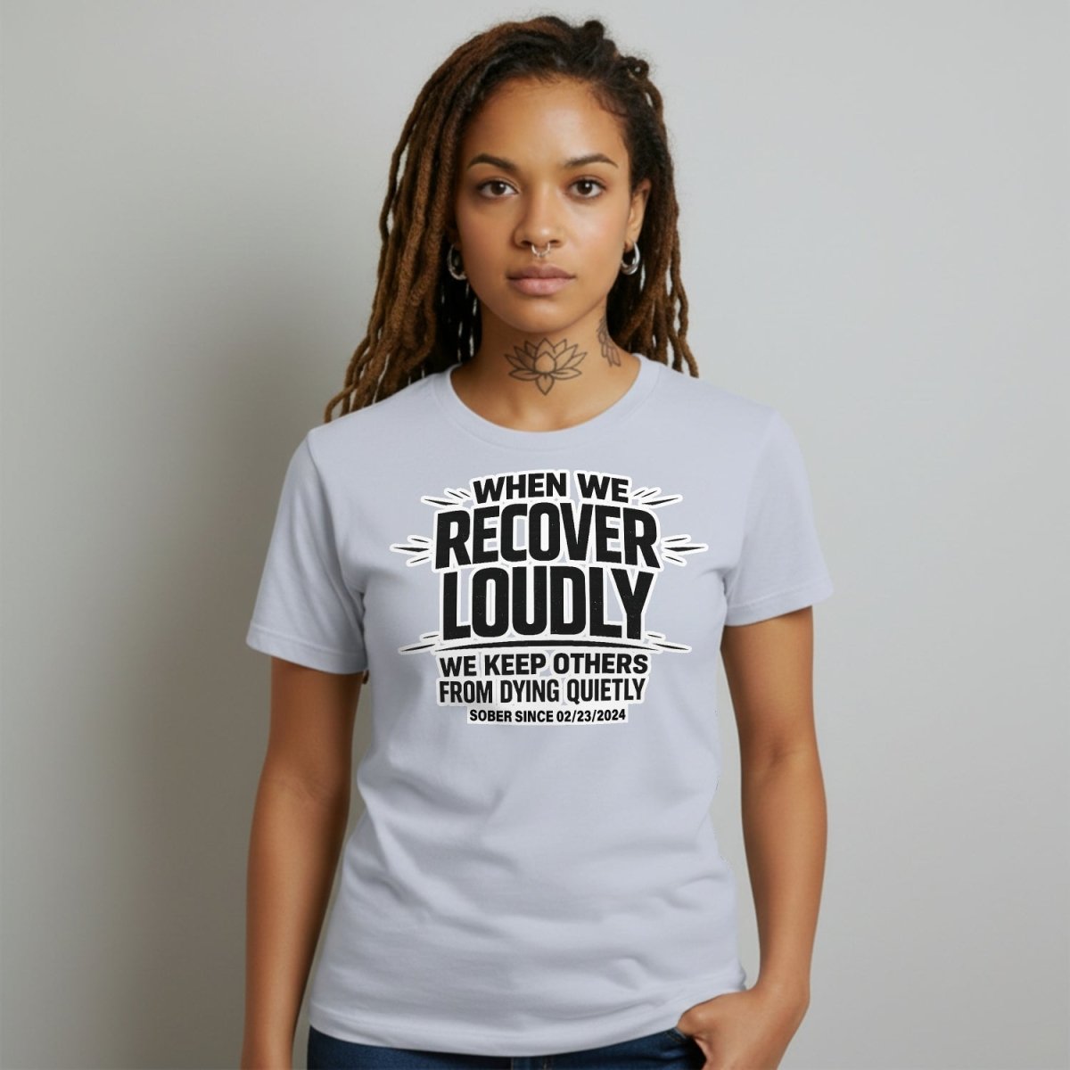 We Do Recover Sober T Shirt side view (view 16)