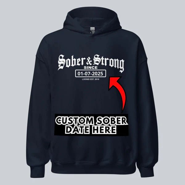 Old School Sober Recovery Hoodie flat lay styled image (view 13)