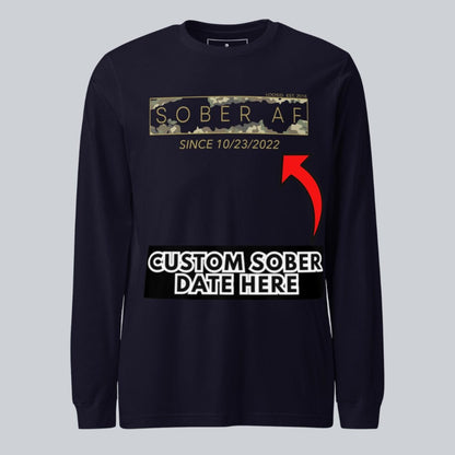 Sober AF Camo Long Sleeve Sober T Shirt back view (view 7)