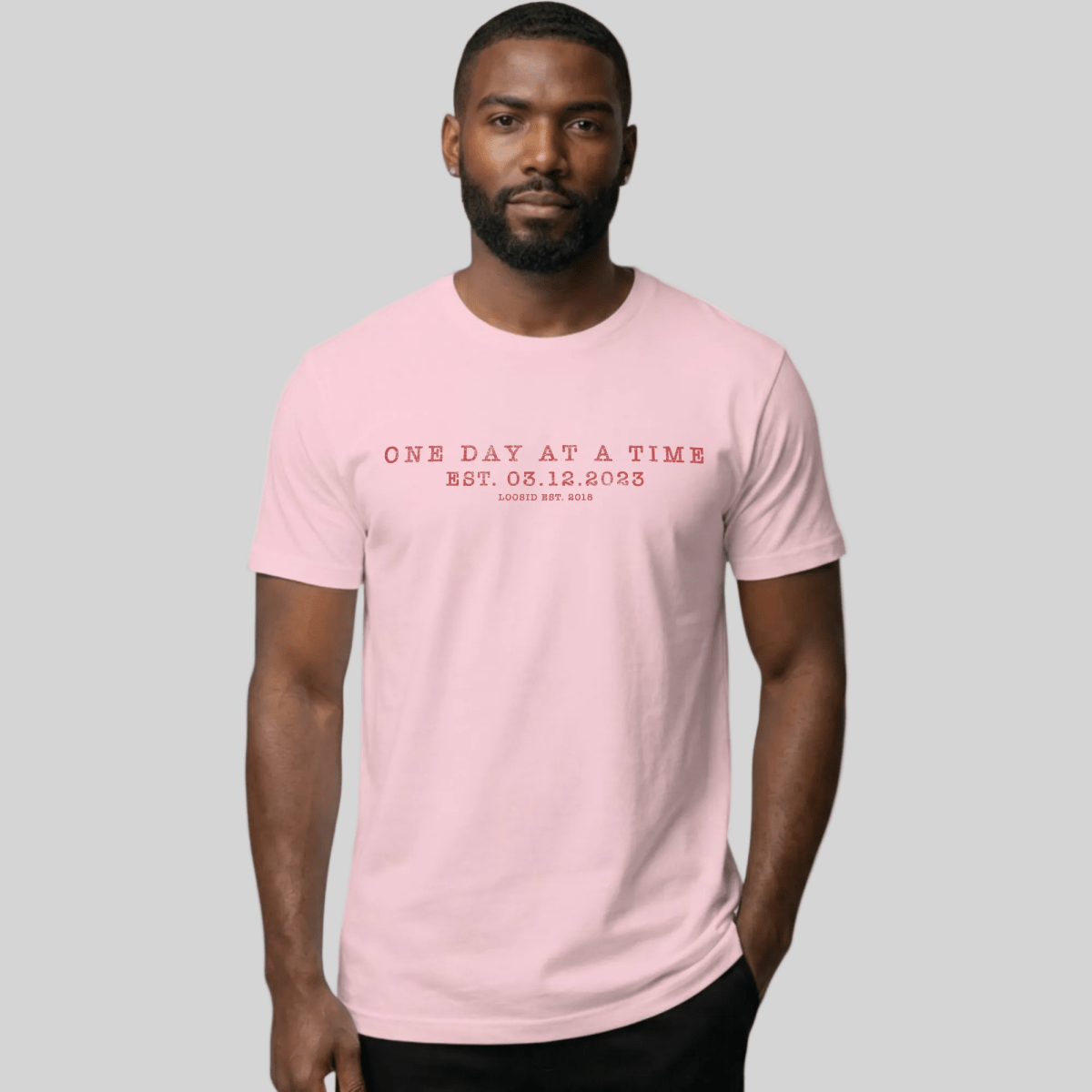 One Day At a Time Sober T Shirt lifestyle view (view 25)