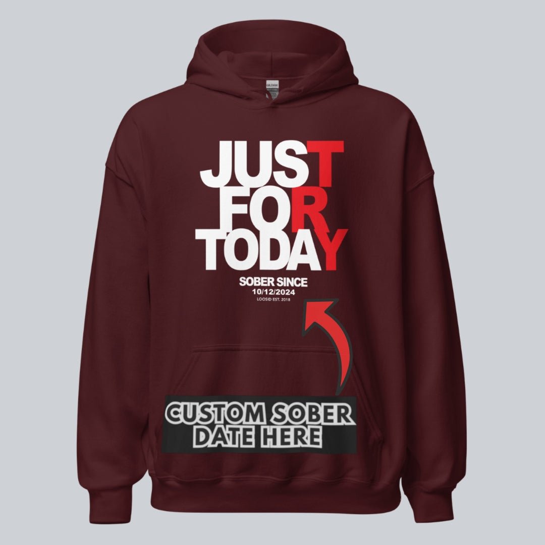 Just For Today Women's Custom Sobriety Date Recovery Hoodie back view (view 27)