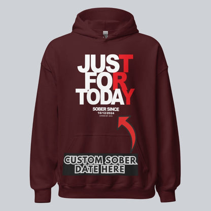 Just For Today Women's Custom Sobriety Date Recovery Hoodie back view (view 27)