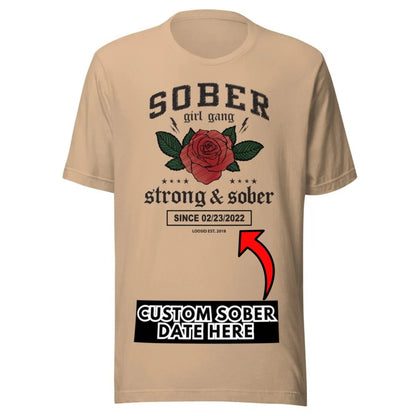 SOBER Girl Gang Strong & Sober Sober T Shirt close-up view (view 12)