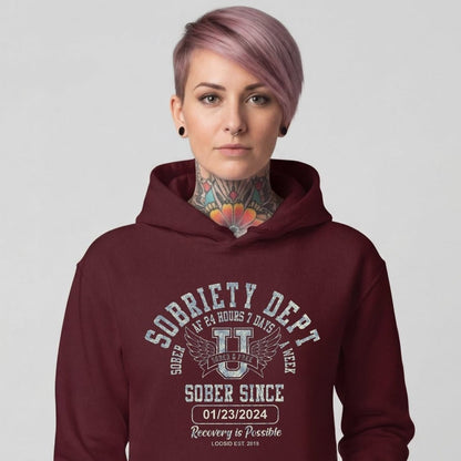 Sobriety Dept Recovery Hoodie back view (view 37)