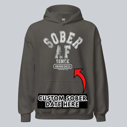 Sober AF Since Recovery Hoodie close-up view (view 22)