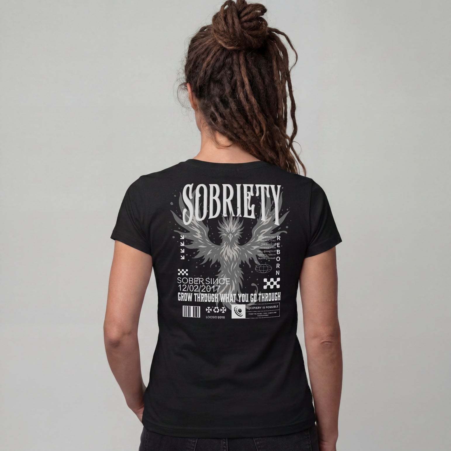 Phoenix Reborn Recovery Limited-Edition Women's T-Shirt with Sobriety Date