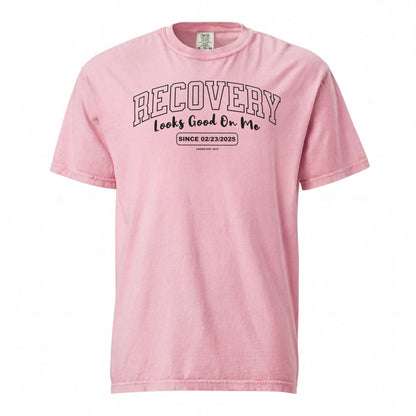 Recovery Looks Good On Me Women garment dyed Sober T Shirt side view (view 26)