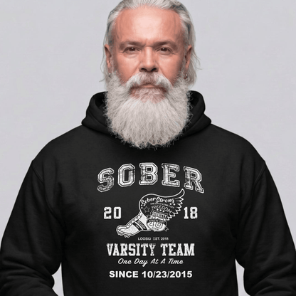 Sober Varsity Team Recovery Hoodie featuring the design (view 11)