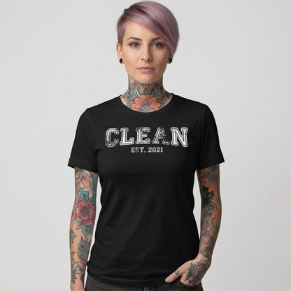 Clean EST. Sober T Shirt back view (view 7)