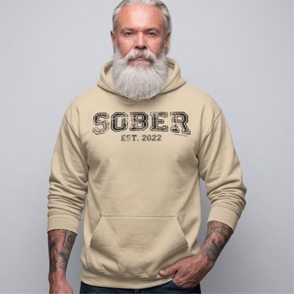 Sober Est. Hoodie w Personalized Sobriety Year Recovery Hoodie packaging detail (view 28)