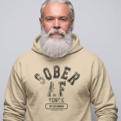 Sober AF Since Recovery Hoodie fit detail (view 29)