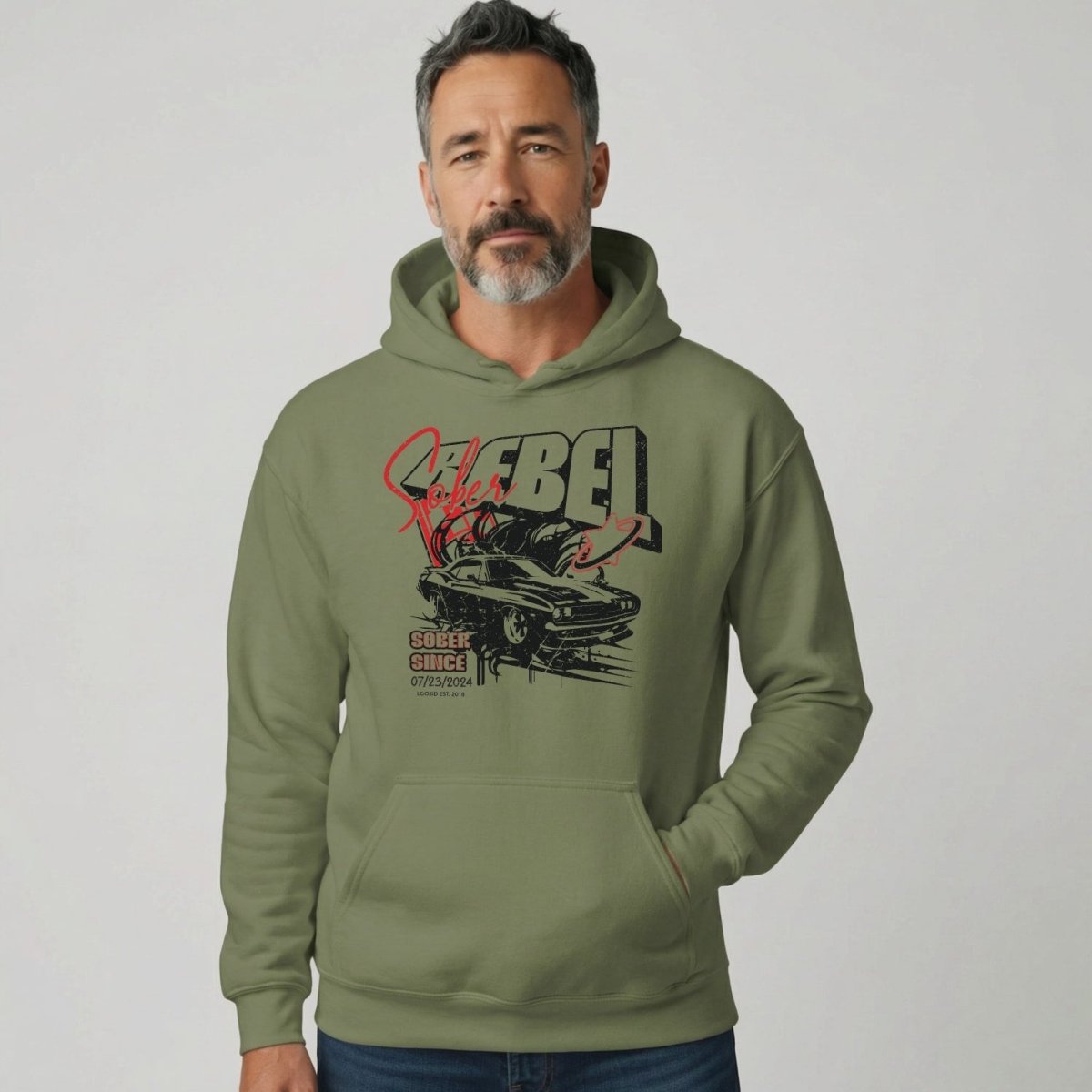 Sober Rebel Custom Sobriety Date Recovery Hoodie graphic detail (view 14)