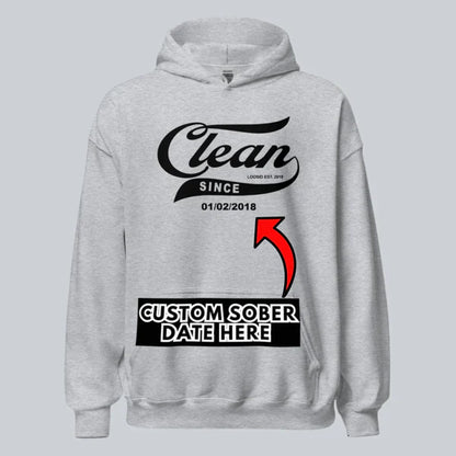 Clean Since Recovery Hoodie flat lay styled image (view 23)