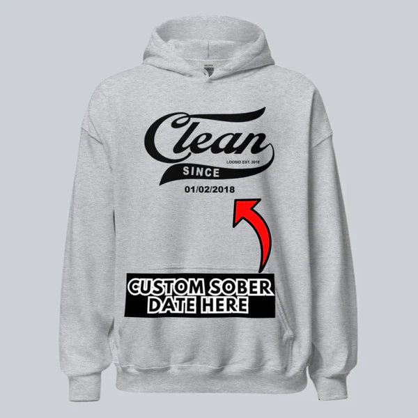 Clean Since Recovery Hoodie flat lay styled image (view 23)