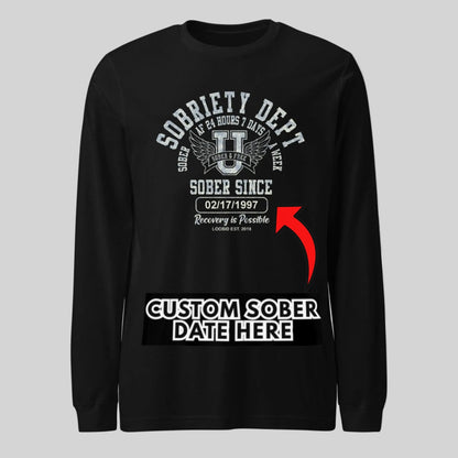 Sobriety Dept 24 7 Long Sleeve Sober T Shirt graphic detail (view 4)