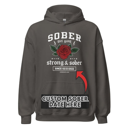 Sober Girl Gang Strong & Sober Crest Recovery Hoodie featuring the design (view 41)