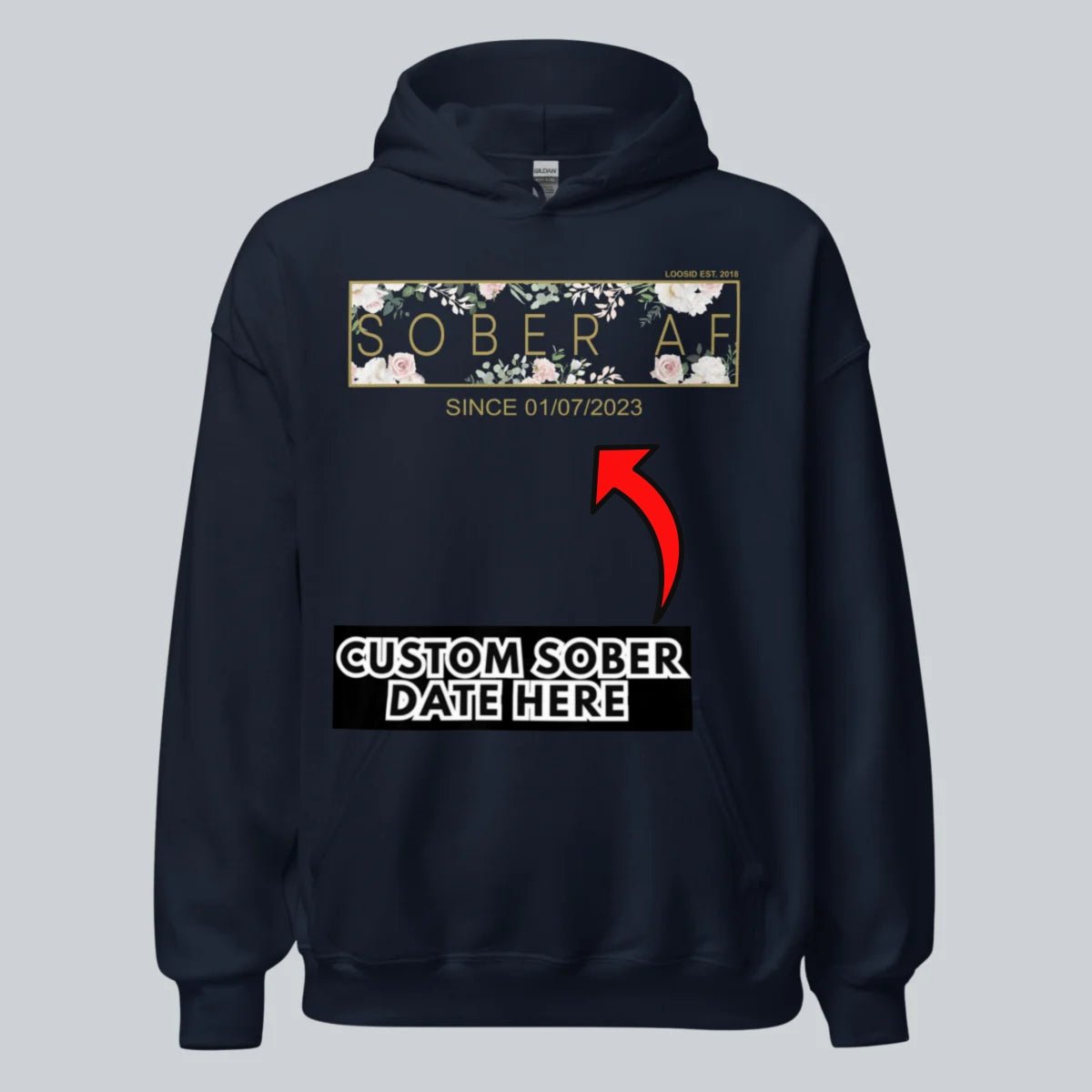 Sober AF Flower Recovery Hoodie graphic detail (view 4)