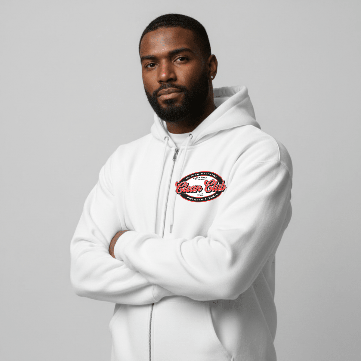 Clean Club Badge Unisex Zip Recovery Hoodie side view (view 16)