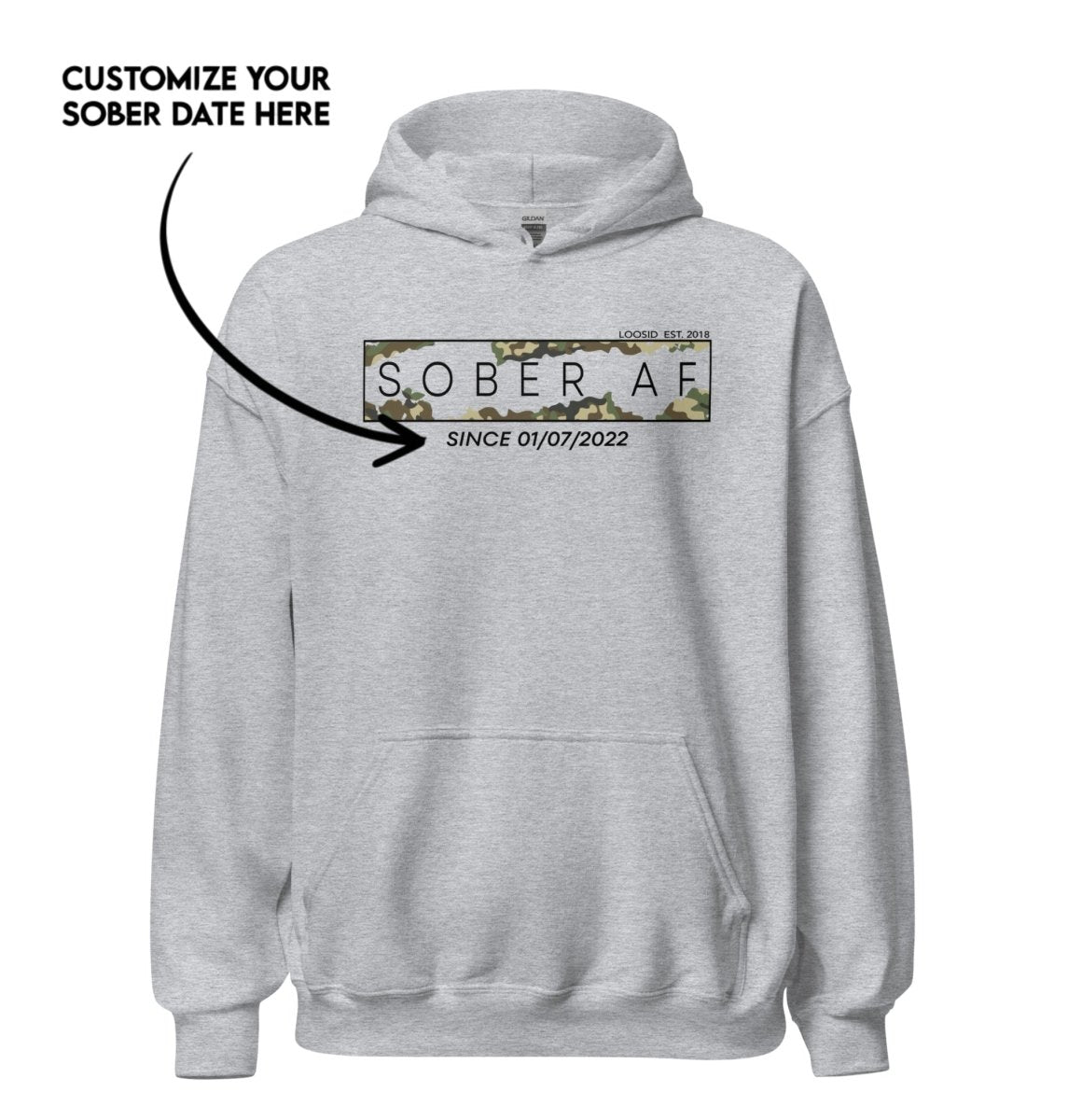Recovery Hoodie | Men's Sober AF Camo Hoodie