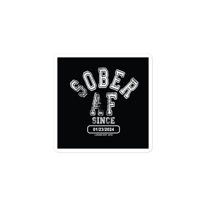Sober AF Sober Sticker flat lay styled image (view 3)