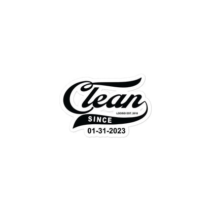 Clean Since Sticker W sober Date Sober Sticker flat lay styled image (view 3)