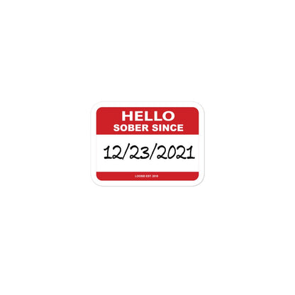 Hello Sober Sticker flat lay styled image (view 3)