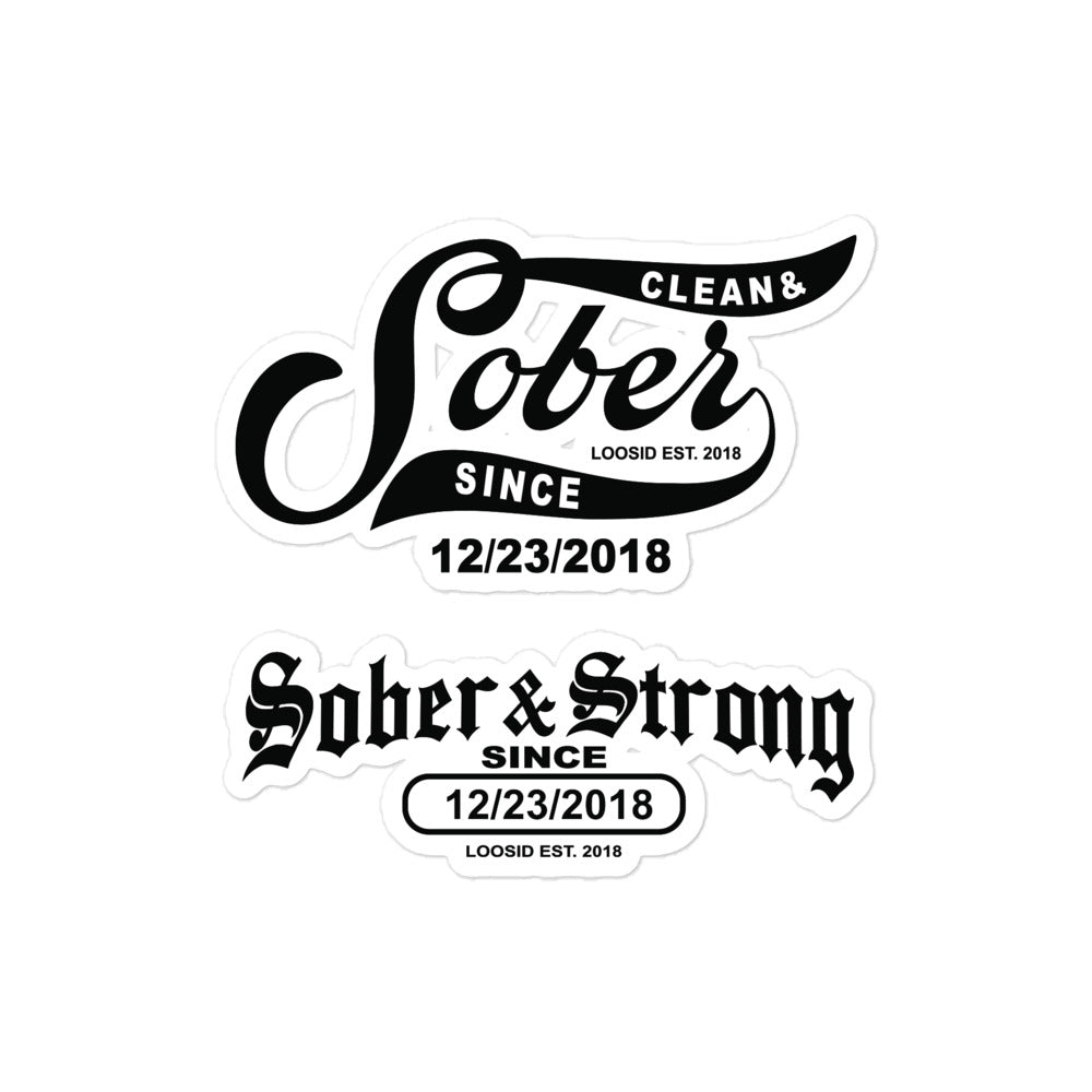Sober Since Sober Strong Stickers Sober Sticker side view (view 6)