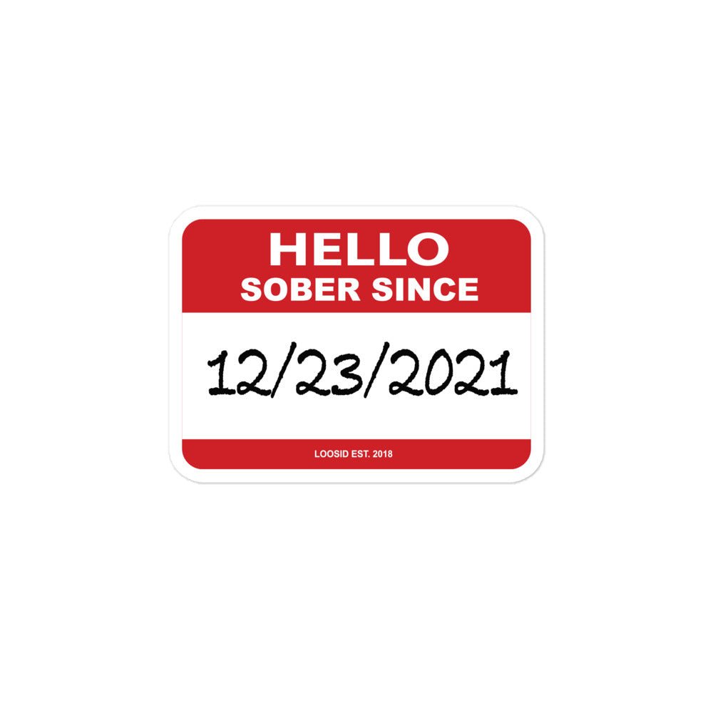 Hello Sober Sticker side view (view 6)