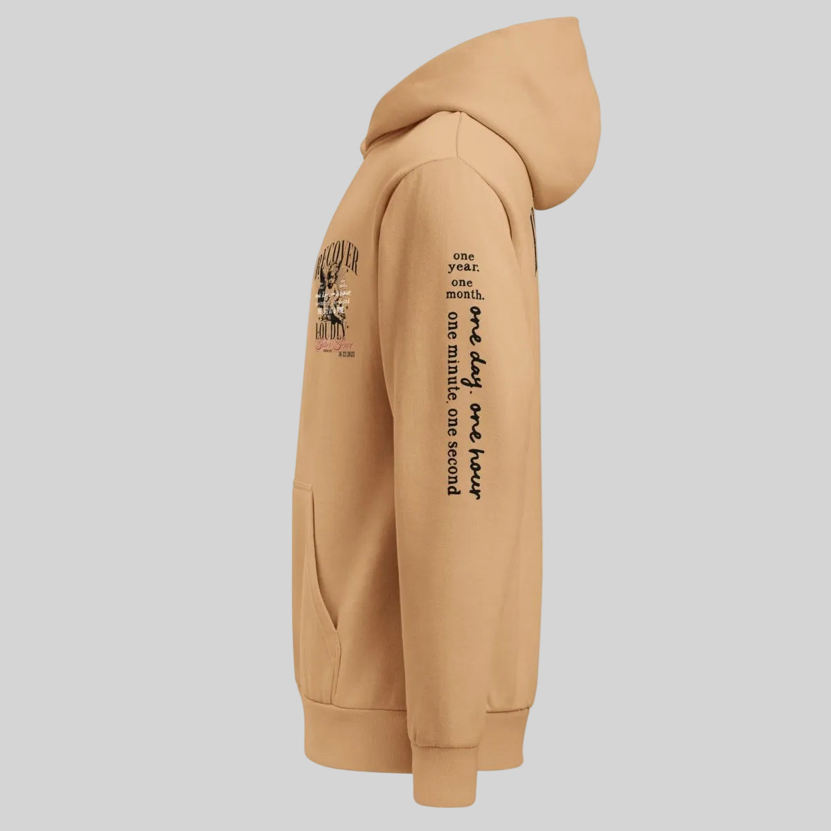 Recover Loudly Tan Recovery Hoodie Limited Edition Recovery Hoodie back view (view 7)
