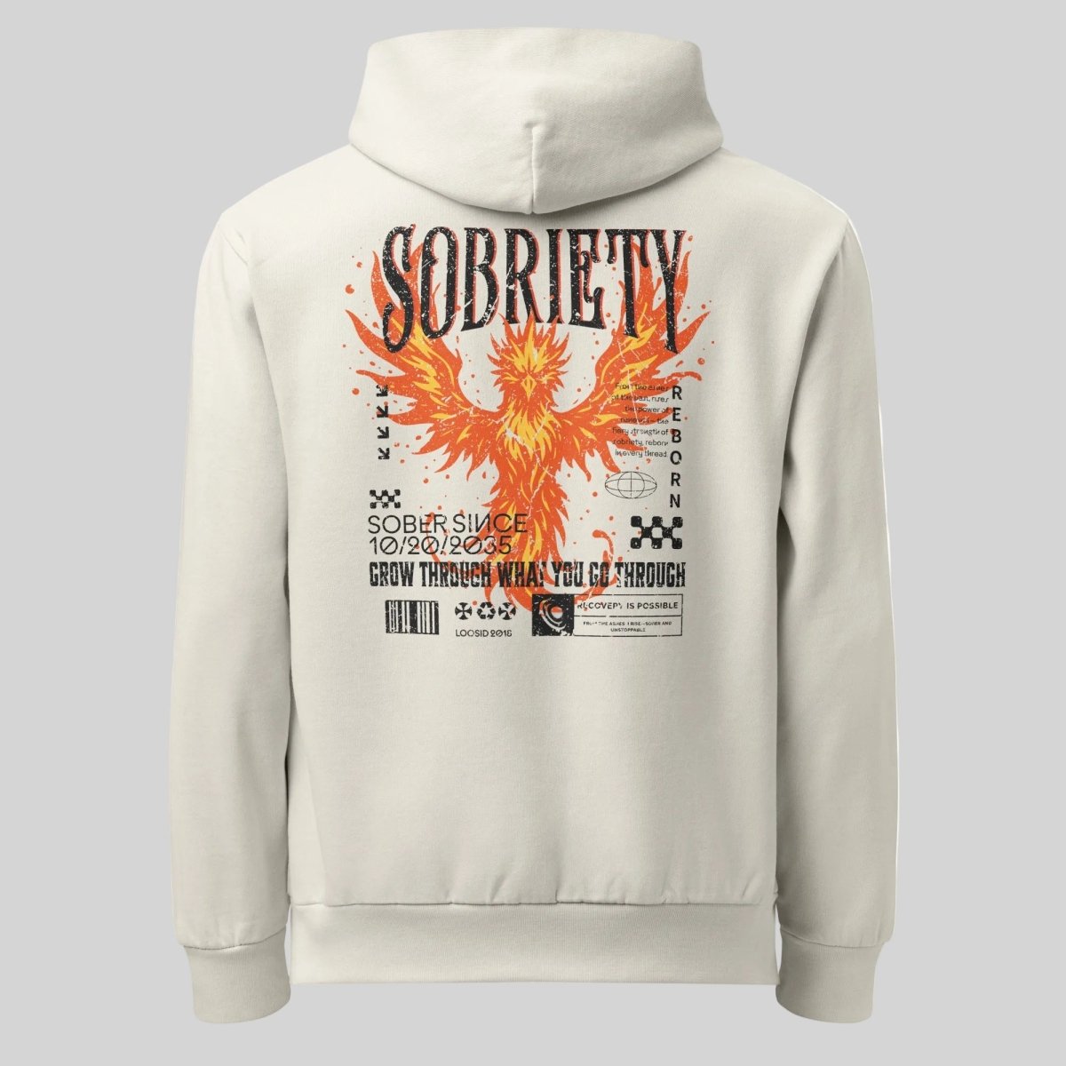 Sober Hoodie Limited Edition Recovery Hoodie close-up view (view 2)