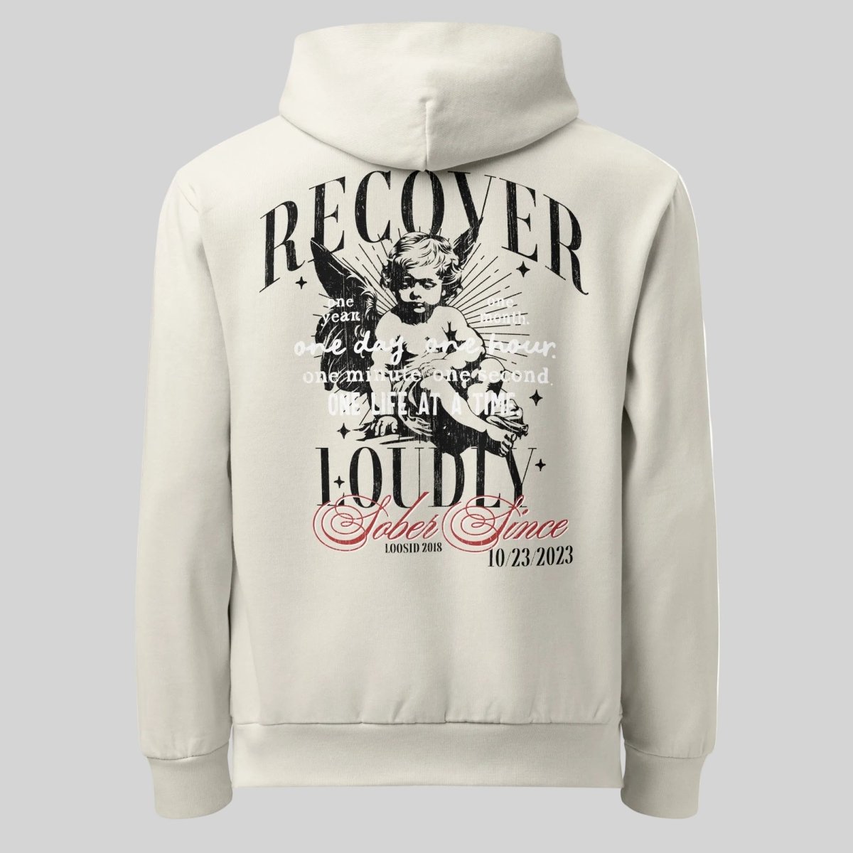 Sober Hoodie Limited Edition Recovery Hoodie close-up view (view 2)