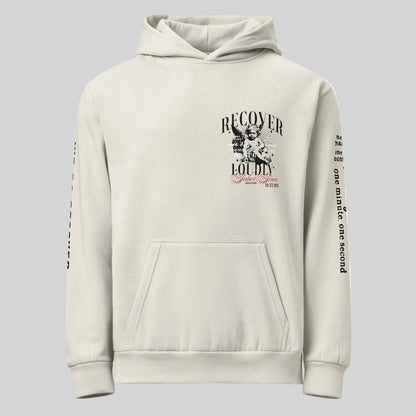 Cream Recover Loudly Hoodie ULTRA Premium Garment Dyed Recovery Hoodie graphic detail (view 4)
