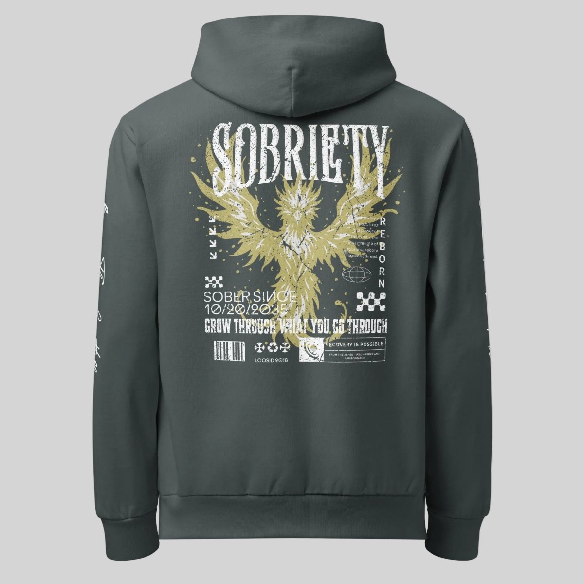 Navy Phoenix Reborn Recovery Hoodie ULTRA Premium Garment Dyed Recovery Hoodie graphic detail (view 4)
