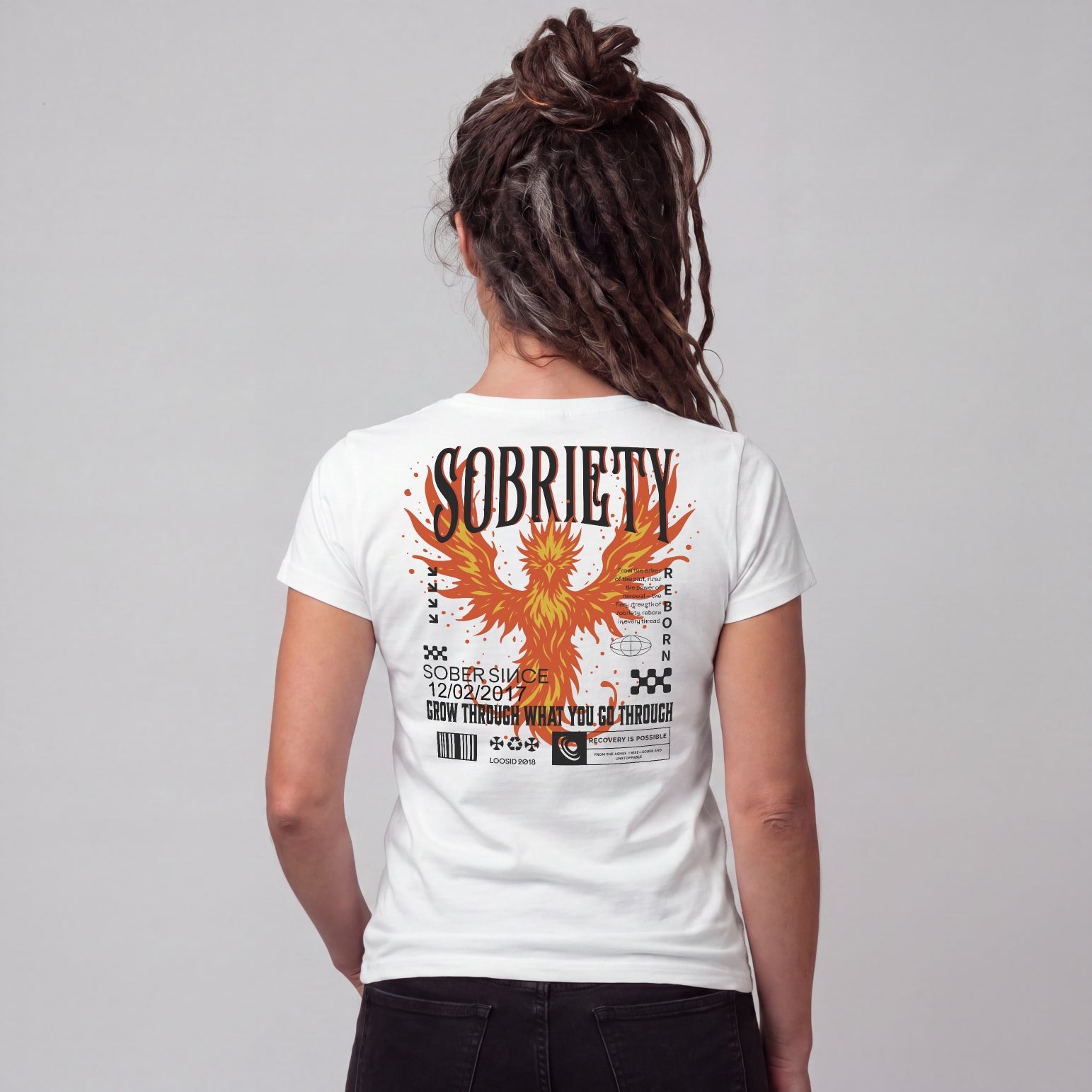 Phoenix Reborn Recovery Limited-Edition Women's T-Shirt with Sobriety Date