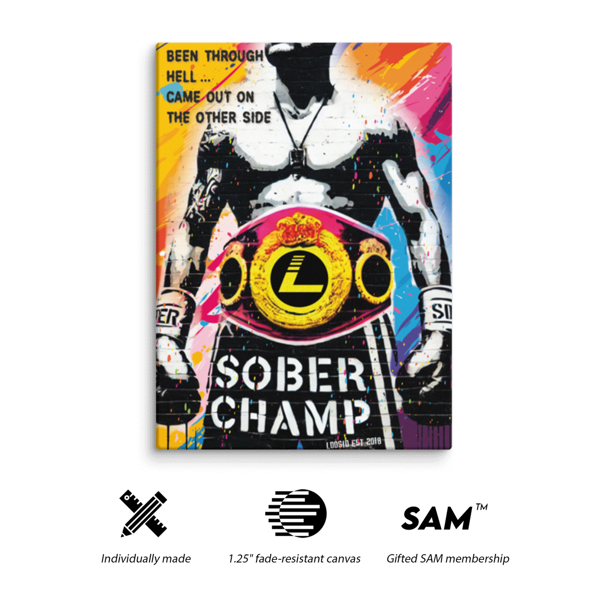 Inspirational sobriety art with custom sober date and urban theme