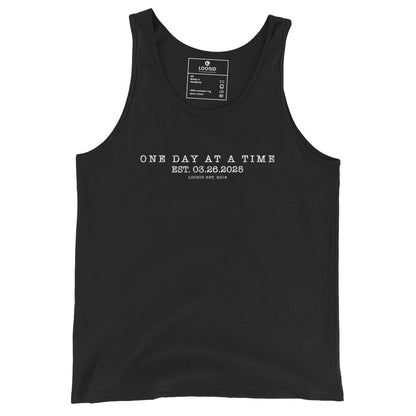 One Day At a Time Sober Tank Top flat lay styled image (view 3)
