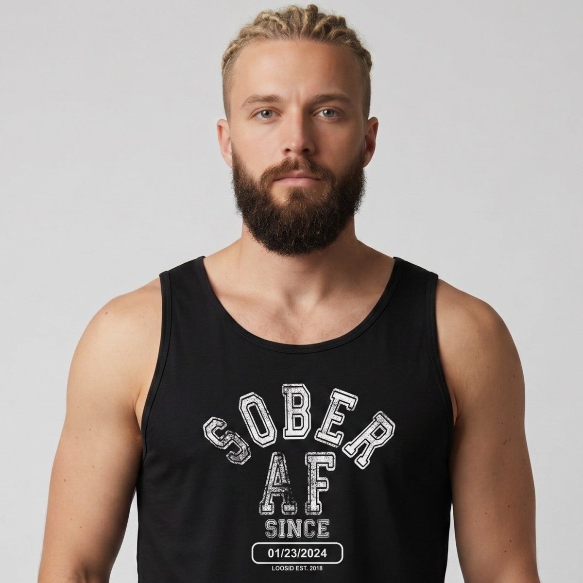 Loosid Sober AF Sober Tank Top featuring the design