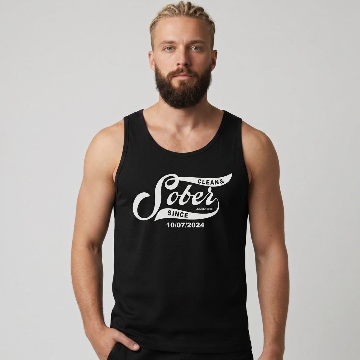 Sober Since Sober Tank Top graphic detail (view 4)