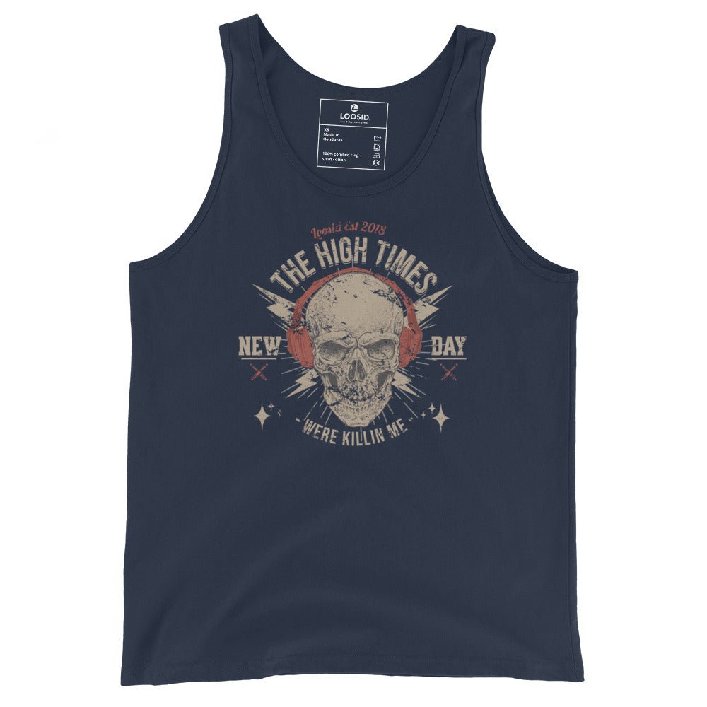 High Times Were killing Me Sober Tank Top flat lay styled image (view 3)