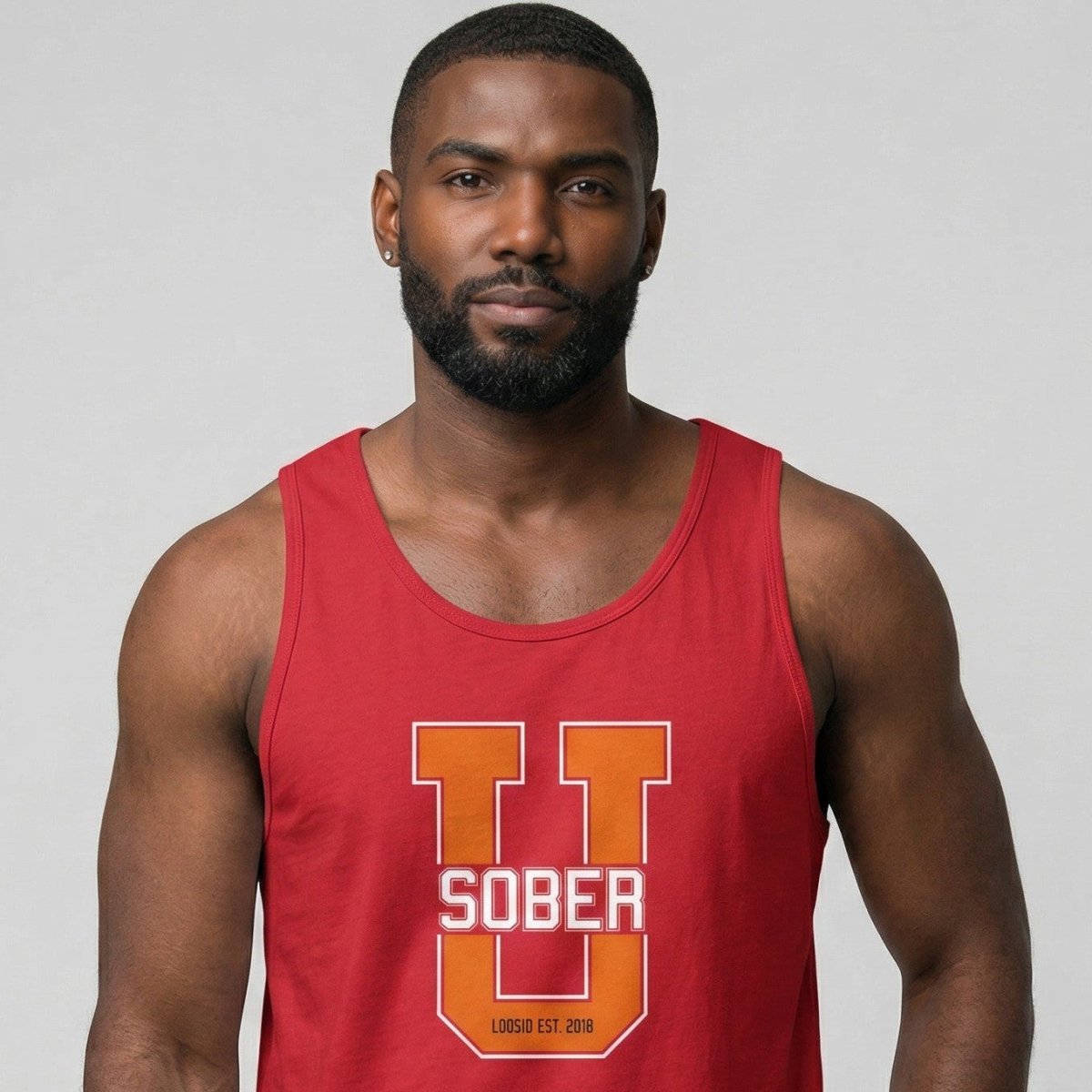 Big U Sober Sober Tank Top close-up view (view 12)